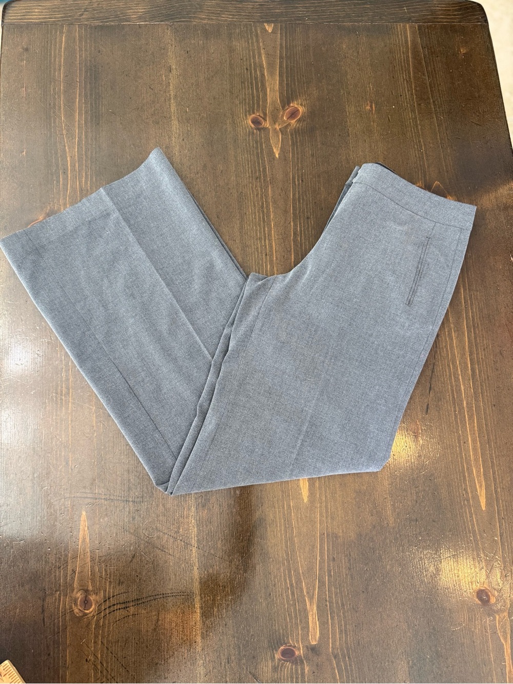 Classic Gray Flat Front Wide Leg Dress Pants